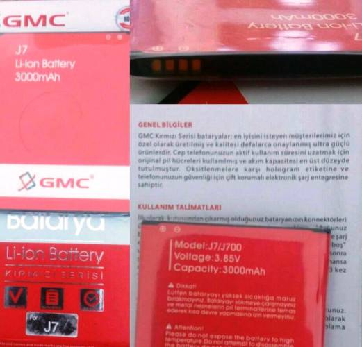 Samsung Galaxy J7 J700 Gmc Red Class Batarya Süper Pil - 2