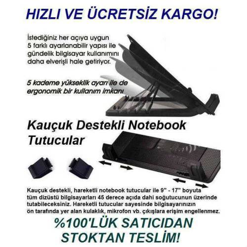 1400RPM NOTEBOOK SOĞUTUCU STAND,5 AÇI AYAR 2xUSB - 1