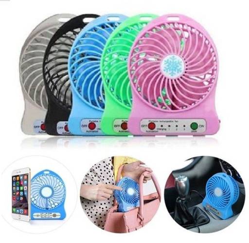 3 Hız ayarlı, Fenerli, Şarjlı, MicroUsb, Taşınabilir Fan Vantilatör - 2