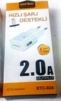 Sertec ST-024 2.0A Hızlı Şarj Başlığı - USB Priz Duvar Şarj Başlığı 