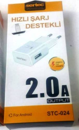 Sertec ST-024 2.0A Hızlı Şarj Başlığı - USB Priz Duvar Şarj Başlığı - 0