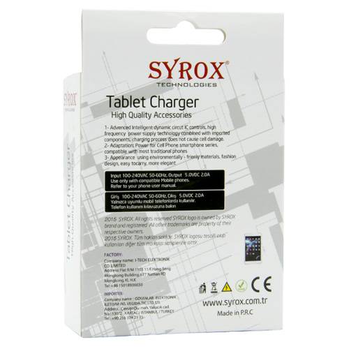 Syrox SYX-J10 5V 2A İnce uç Tablet Şarj Aleti - 1